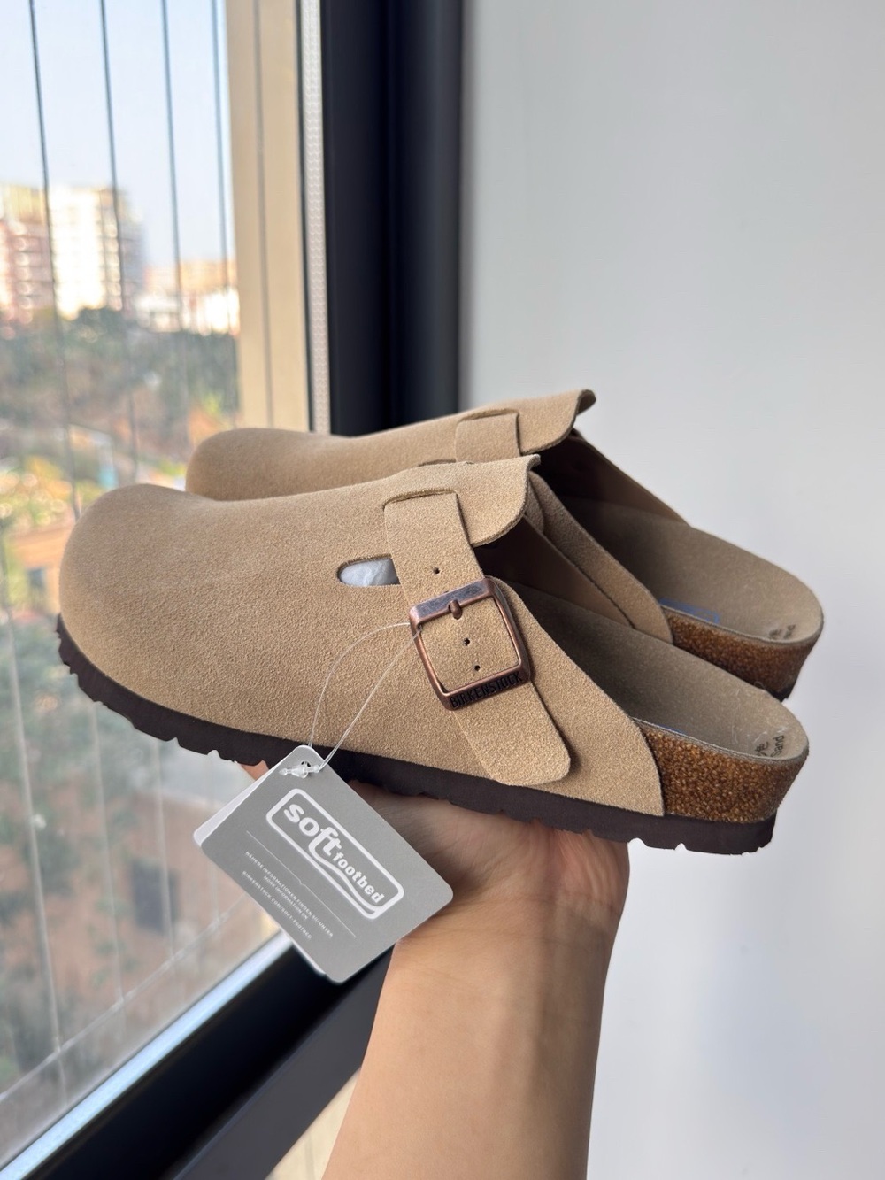 Birkenstock Boston taupe suede mule clogs - Picture 3 of 5